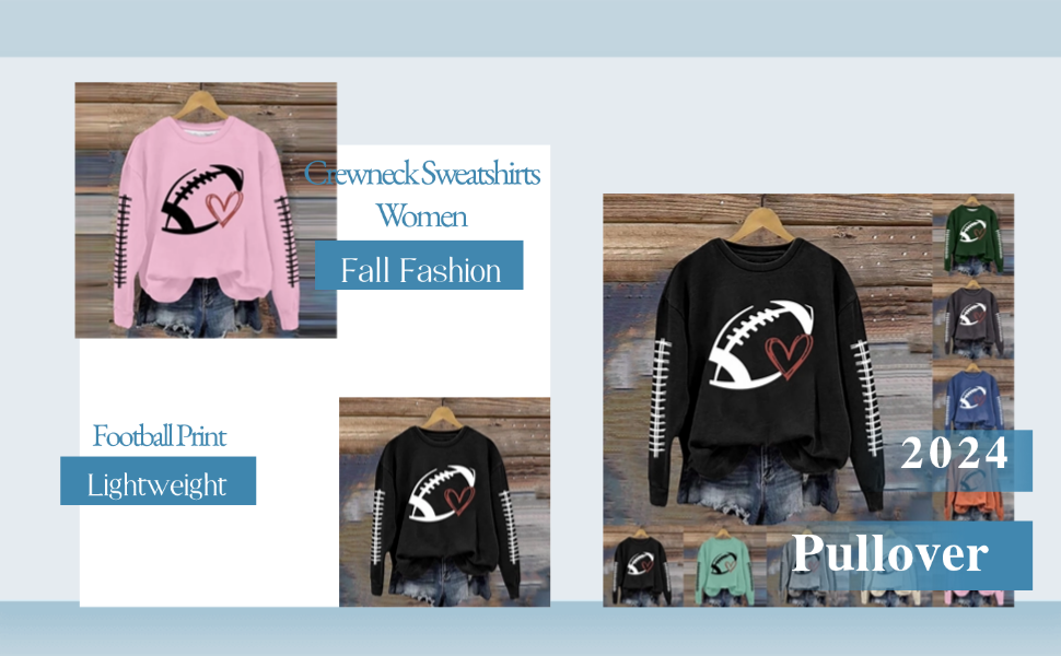 GOFULY Womens Football Sweatshirts Trendy Crewneck Pullover Oversized Fall Shirts