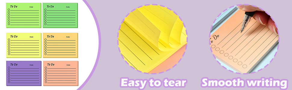 to Do List Self-Stick Notes, Sticky Notes 6 Pack Colorful to Do List Sticky Notepads Lined Post It Notes Daily Planner Sticky Notes Home School Office Supplies 300Sheets 10 6 pcs post it notes