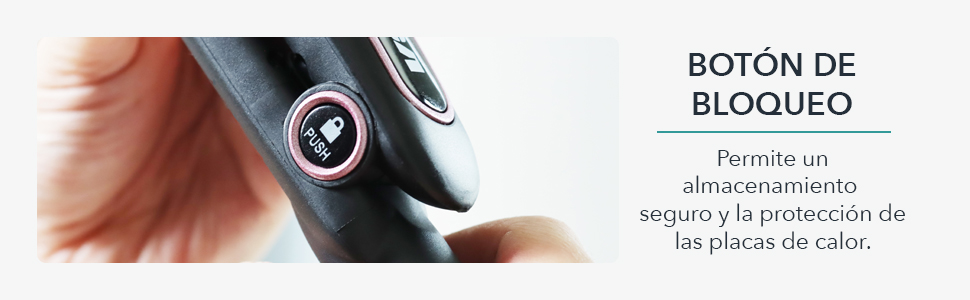 rca, plancha alaciadora, cabello, boton de bloqueo, seguro, rc-p50