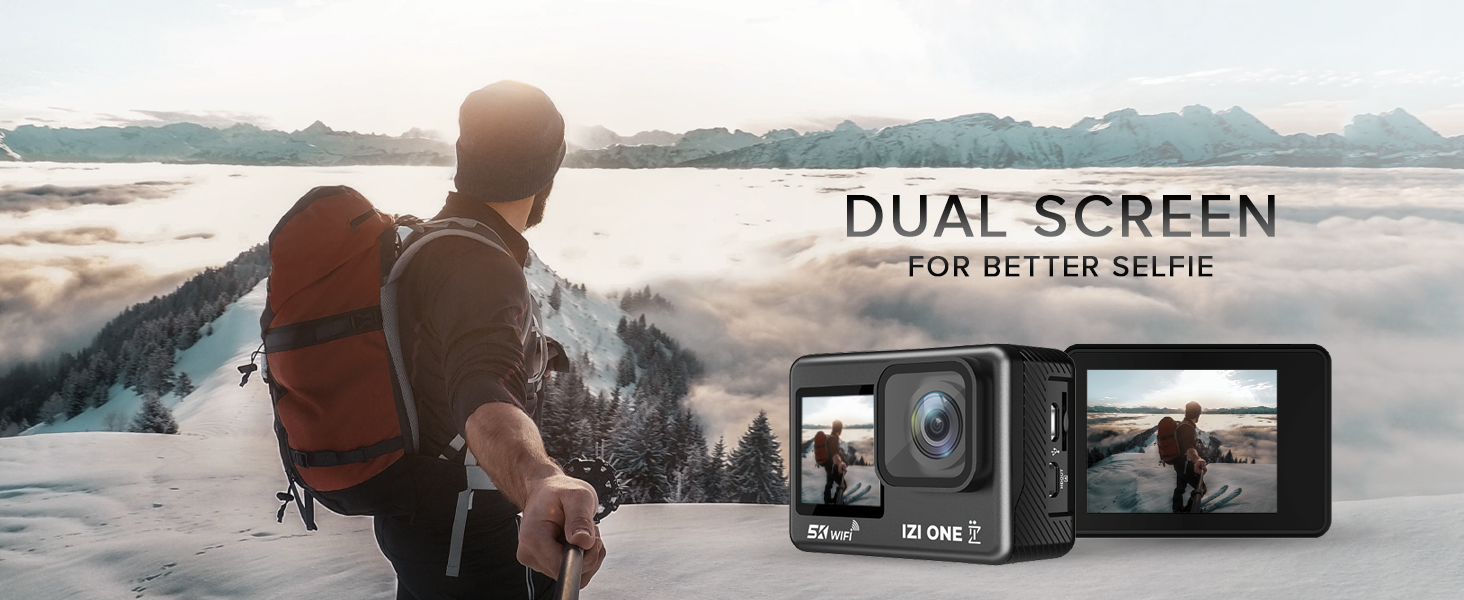 Buy IZI ONE 5K 30FPS UHD 48MP Action Camera, Dual Touch Screen, Digital