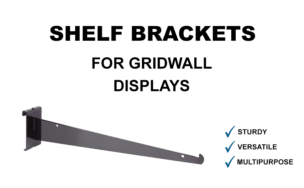 DISPLAYS101 8Pack 12" Black Gridwall Knife Shelf Bracket