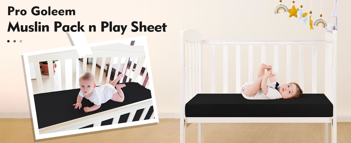 Pro Goleem Muslin Pack n Play Sheets for Boys and Girls