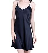 Karen Thomas Women's Silk Nightgown, 100% Mulberry Silk Sleepwear Adjustable Strap Chemise Nightd...