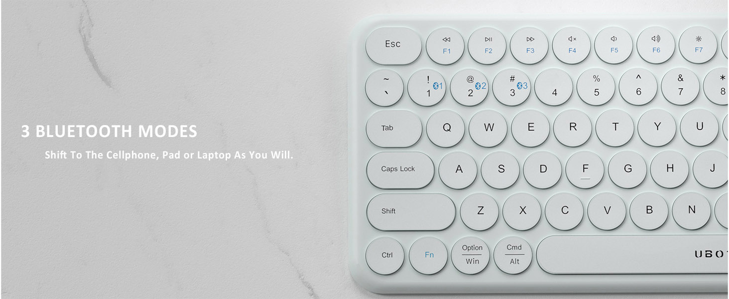 UBOTIE Portable Slim Bluetooth Keyboard, Wireless Colorful