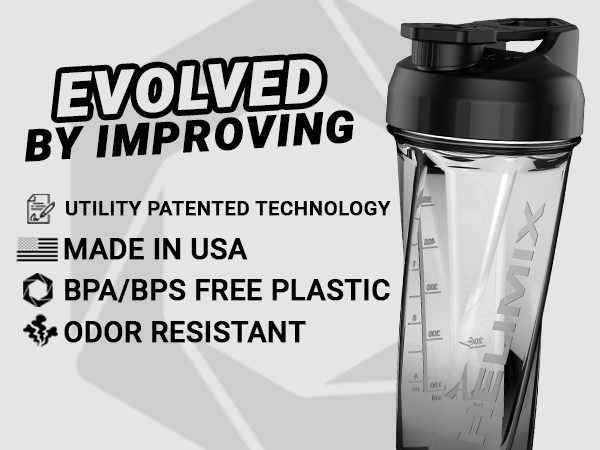 Gym essentials with shaker bottles smoothie bottle and protein shake blender on counter