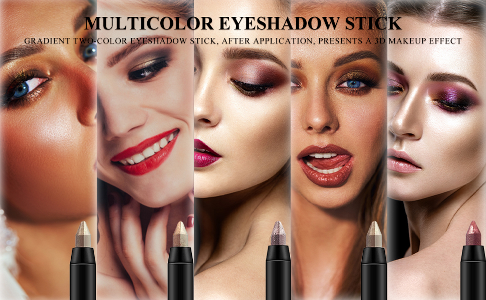  Glitter Eyeshadow Stick Set, Double Colors Eye Shadow Sticks