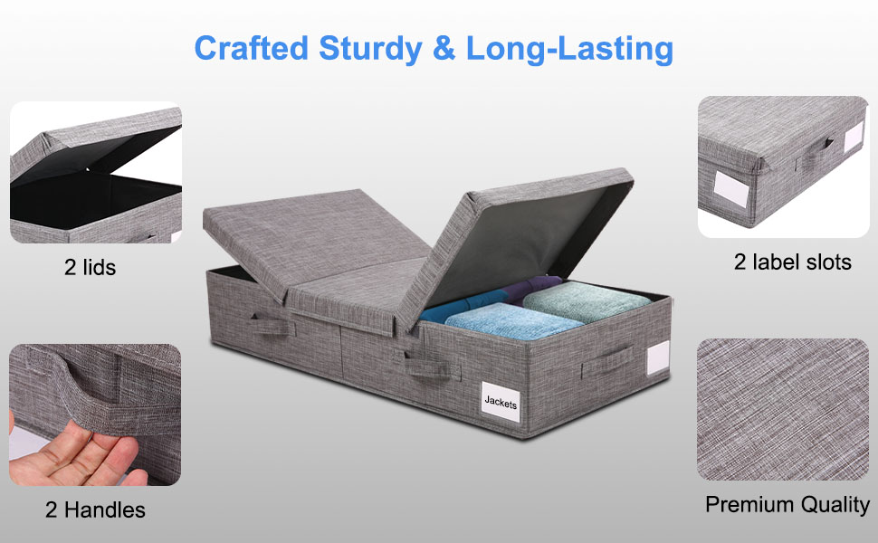 2pcs Underbed Storage Containers with Lids, Under Bed Organizer Storage