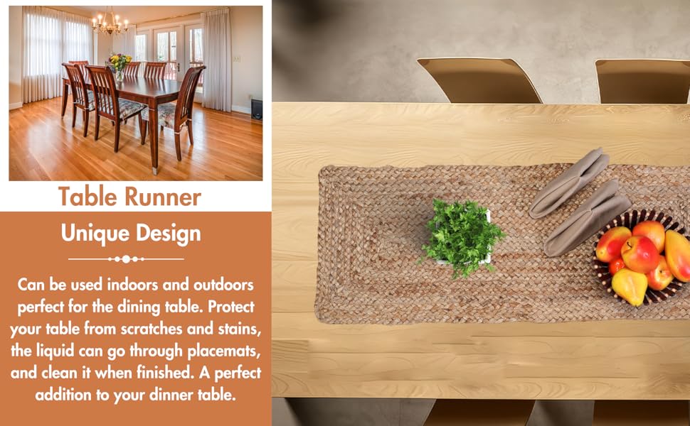 Savi Home Farmhouse Jute Burlap Table Runner 36 Inches Long