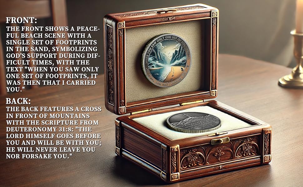 Mountain Trail Footprints Religious Coin Inspirational Bible Verse Medallion