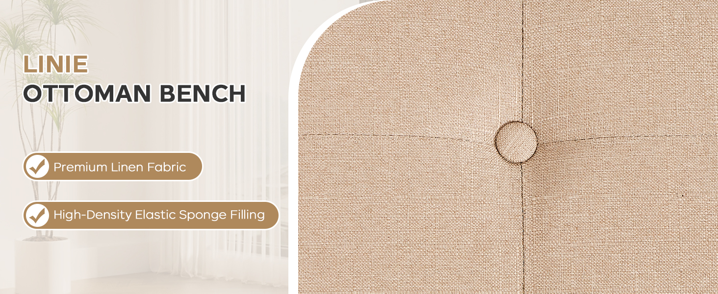 47.2&#34; Button-Tufted Entryway Bench, Upholstered Faux Leather Ottoman Bedroom Bench End