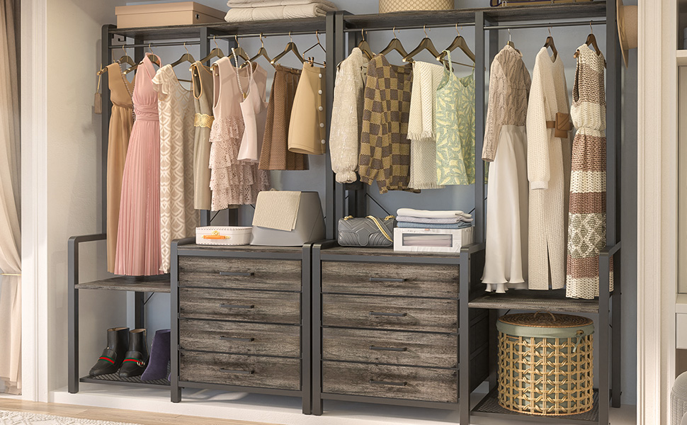 Cyclysio Small Clothes Rack with 4 Drawers, Reversible