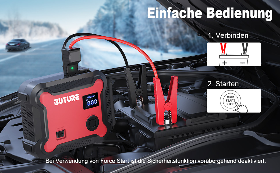 BuTure Car Jump Starter Power Bank with Air Compressor, 3500 A 26800