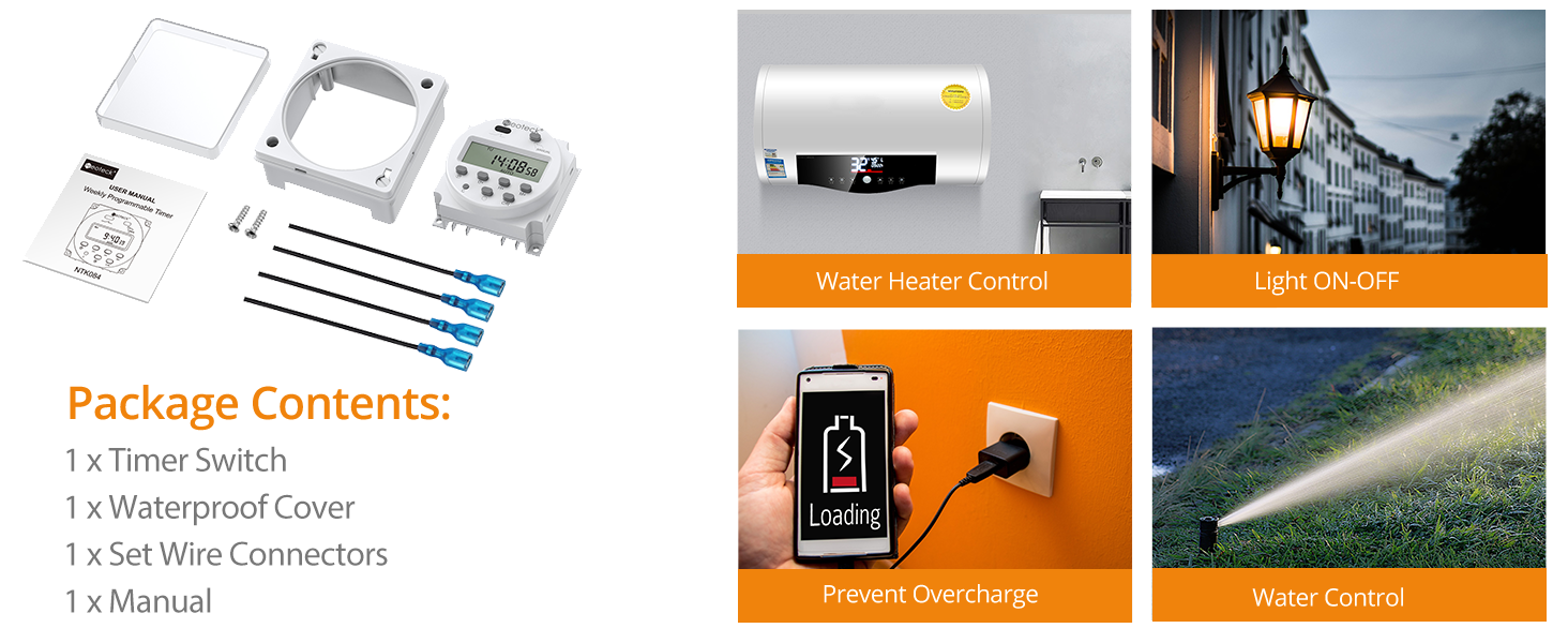 Neoteck DC 12V Timer Switch 16A Digital Electronic LCD Time Relay Switch Programmable Timer with