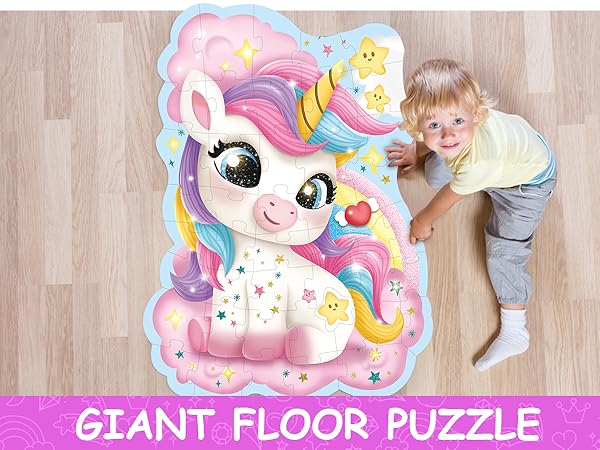 45 Piece Unicorn Floor Puzzle, Large Special Shapes Puzzles for