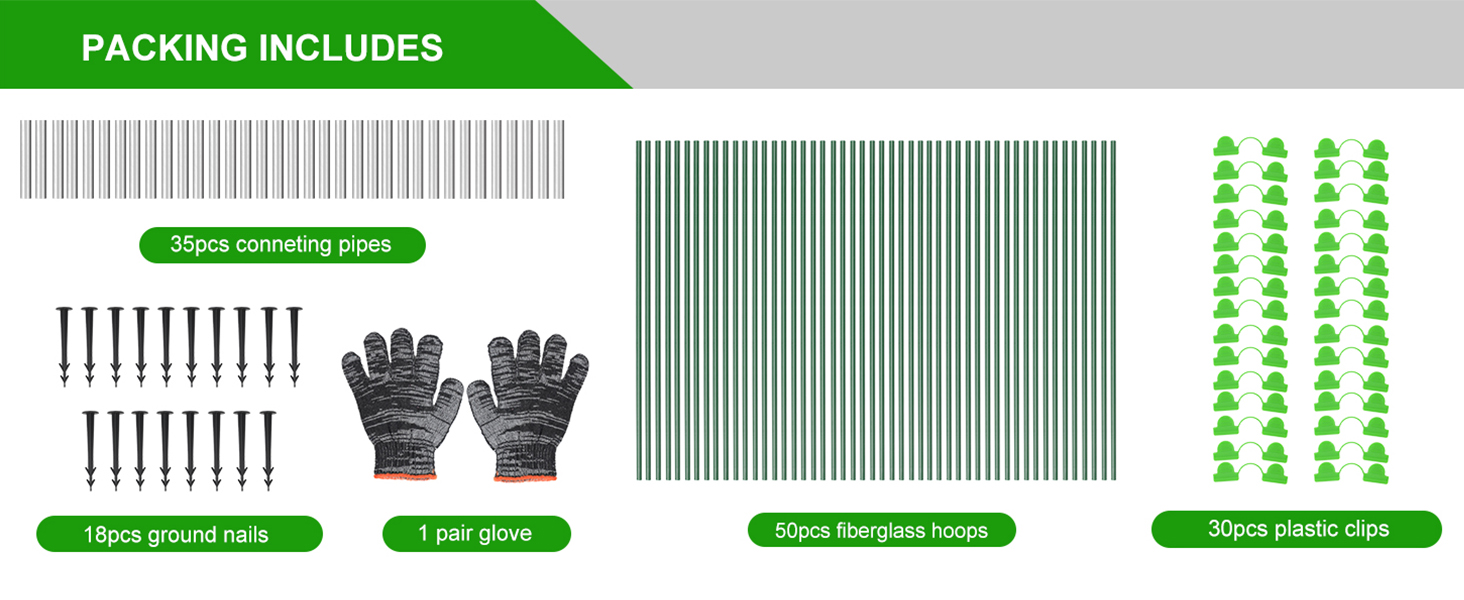 50pcs Greenhouse Hoops Grow Tunnel Garden Bed Stakes