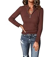 PRETTYGARDEN Fall Quarter Zip Pullover Sweaters for Women 2025 Long Sleeve Collared Fitted Ribbed...