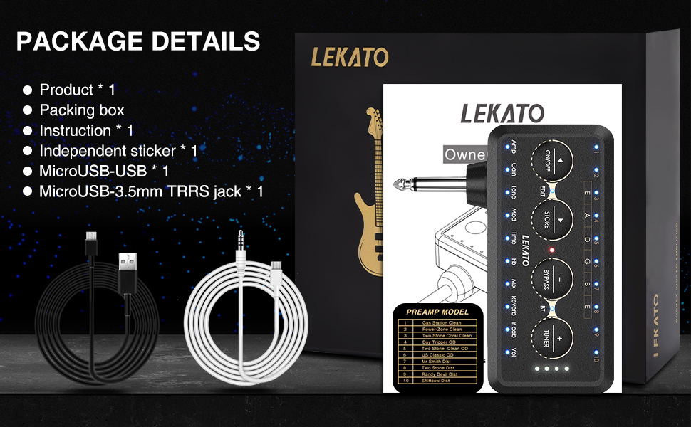 LEKATO Guitar Headphone Amp Bluetooth Mini Guitar Headphone Amplifier