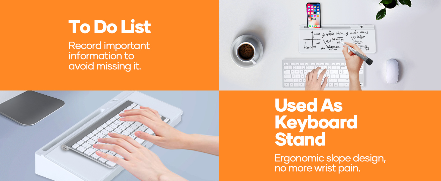 Sunexinlo Desktop Whiteboard, 16" x 6" Glass Small Desk