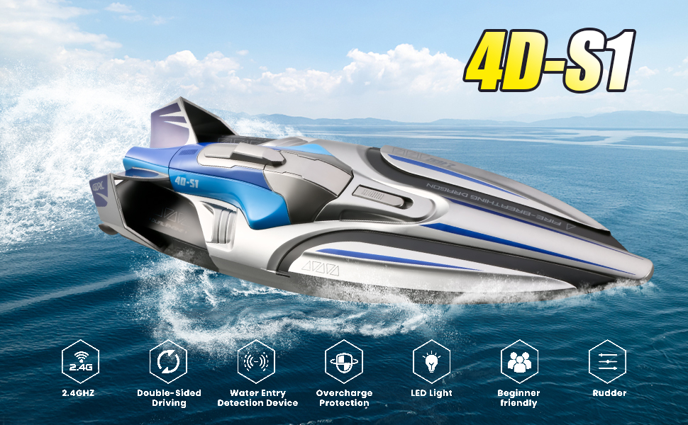 4DRC S1 20+MPH Remote Control Boat for Kids & Adults,Fast Rc Boat for