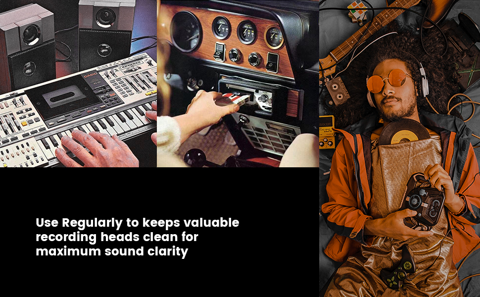 Reshow Audio Tape Cassette Head Cleaner with 2 Cleaning Fluids Care Wet