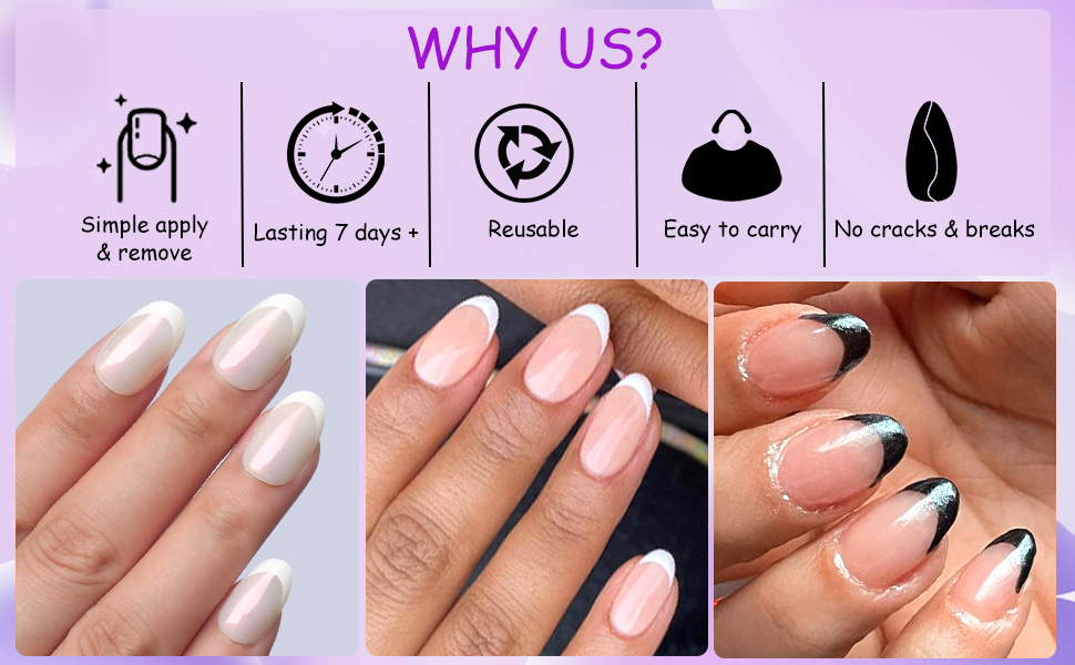 nails press on, false nails,press on, glue on, french tip nail, french tip press nail, oval nail