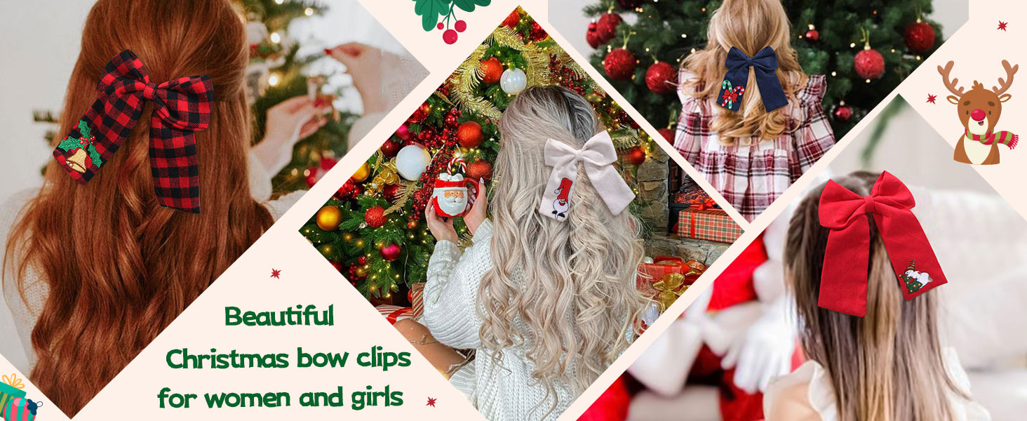 Christmas bow clips
