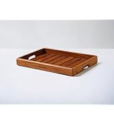 Vesta Homes Large Teak Wood Serving Tray for Home, Kitchen, Breakfast, Restaurant, Office Organiz...