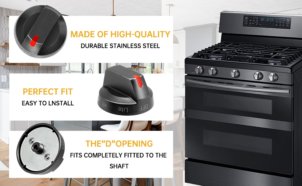 [Upgraded] DG6400473B Samsung Stove Knob, Black Stainless