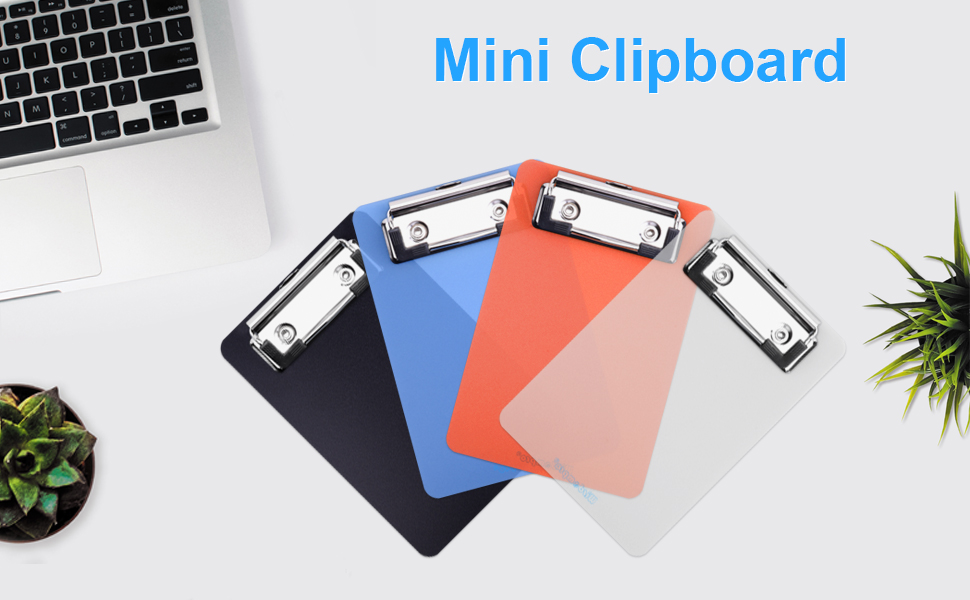Wisdompro Mini Clipboard, 2 Pack 4" x 6" Small Clip Boards Pocket Clipboards, Plastic Clipboard