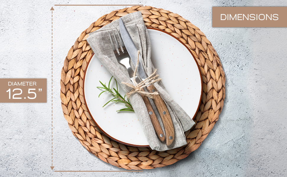 Woven Placemats Set of 6 Natural Water Hyacinth Placemats