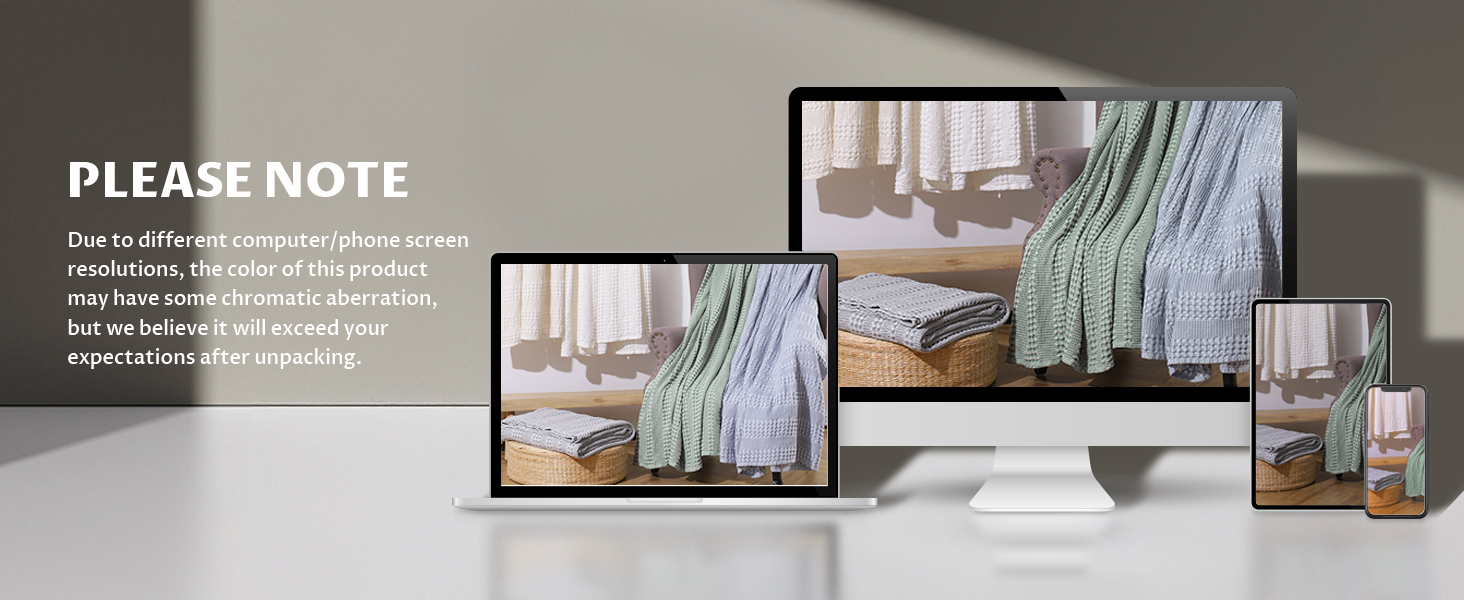 DELIGHT HOME Cotton Waffle Weave Blanket Twin Size for Bed