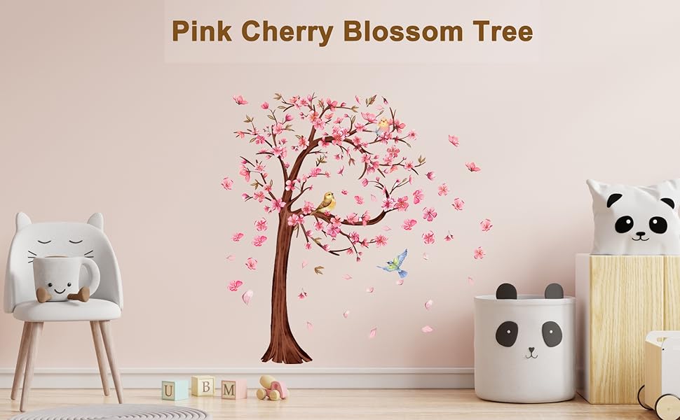3D Flower Tree Wall Decals Peel and Stick Large Cherry