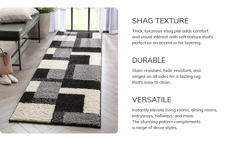 ruglots Modern Shag Geometric 5x7 (5' x 7'2'') Area Rug