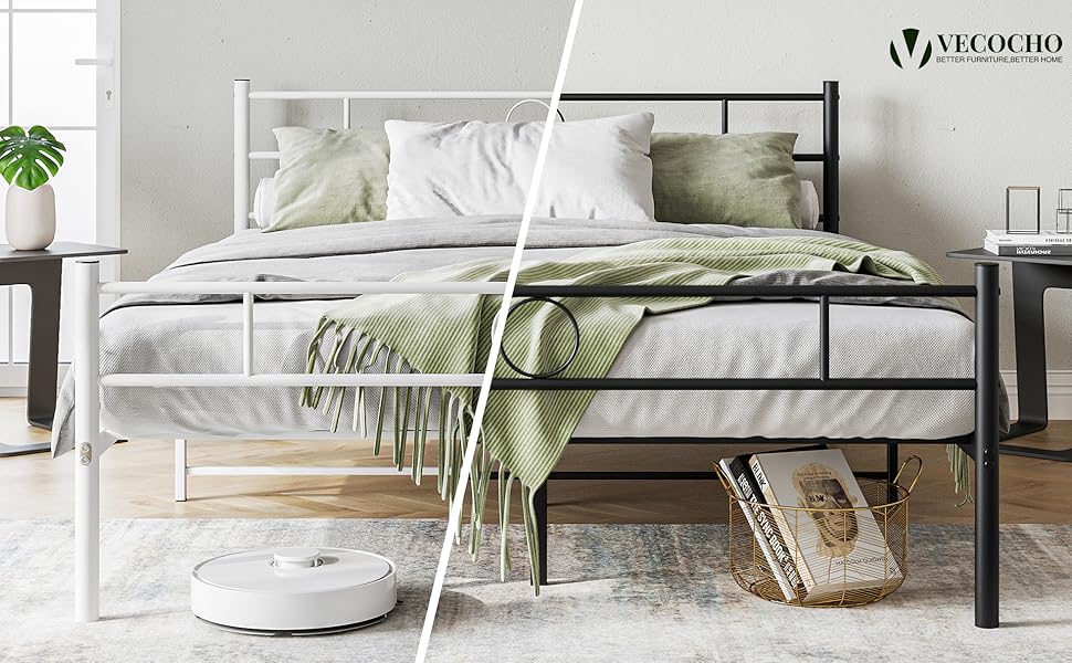 ベッドフレーム New Bed matress double size VECOCHO Full Size Metal Bed Frame with Headboard/Double
