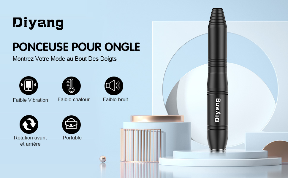  Ponceuse pour Ongle,Lime à Ongle Electrique 6 en 1 avec USB, Vitesse et Direction Réglables