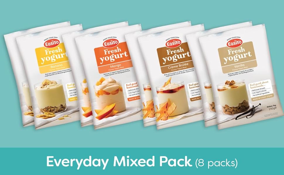 EasiYo Yogurt 8 Sachet Pack EasiYo Everyday Mixed Pack 2 x Banana 2