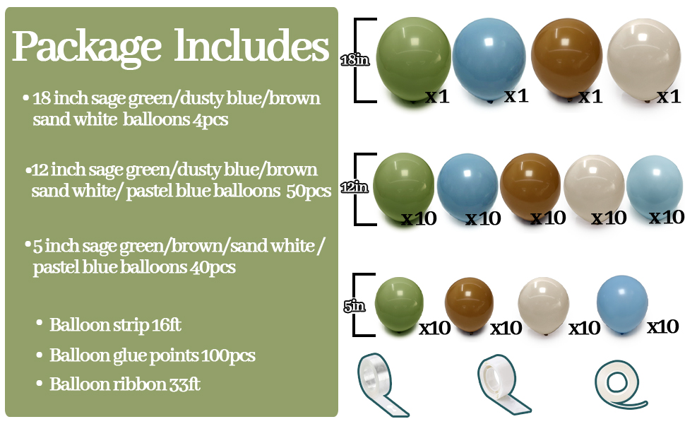 green brown balloon arch kit