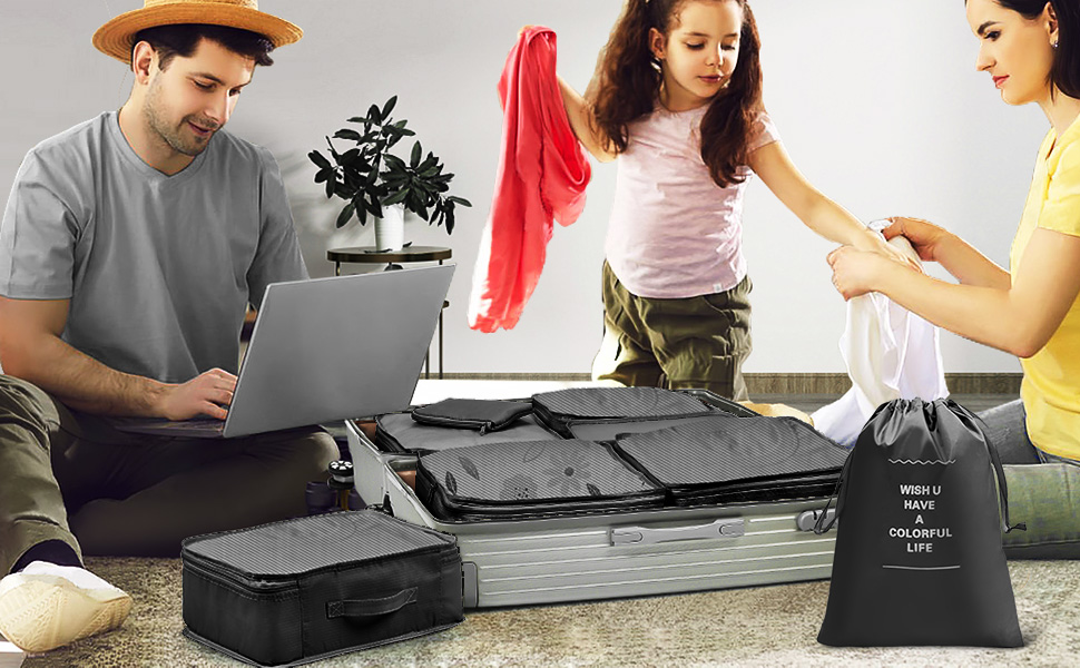 Chijoo Packing Cubes (Black, 12 PCS), packing cubes for suitcases