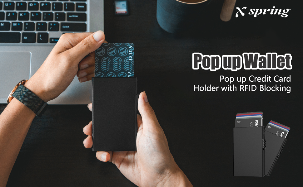Xspring Pop up Card Holder, Pop up Credit Card Holder with Rfid