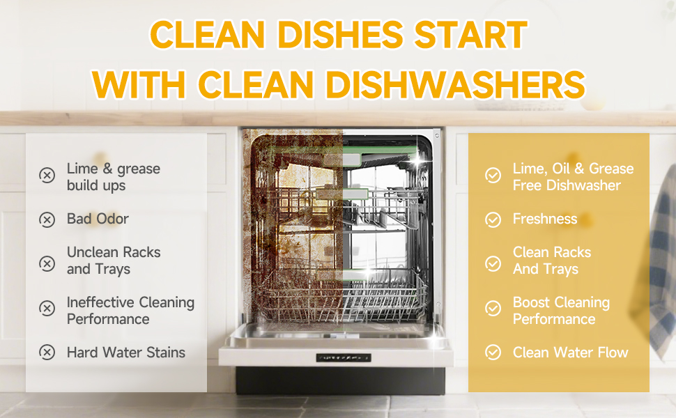 CLEAN DISHES START WITH CLEAN DISHWASHERS