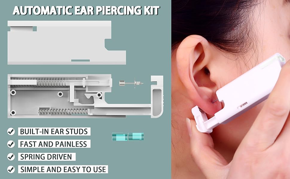 2Pcs Ear Piercing Kit Ear Nail Gun Disposable Aseptic Household Ear Piercing Gun
