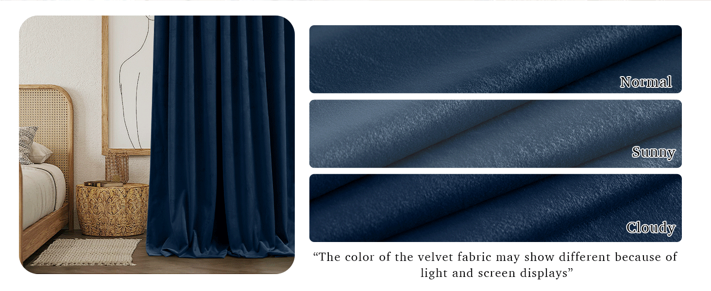 navy blue velvet curtains