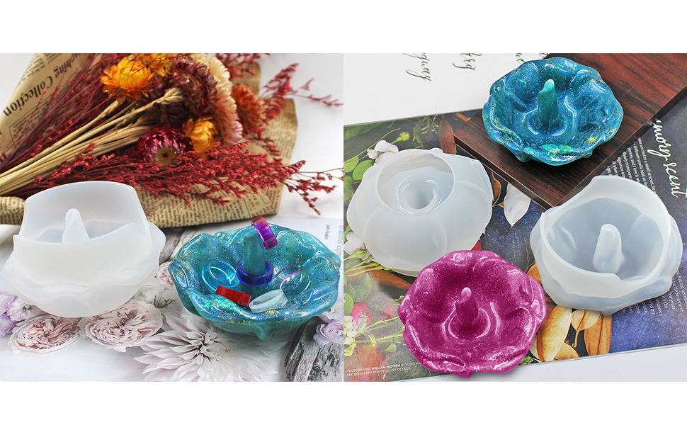 Ring Holder Resin Mold, SENHAI Rose Shaped Ring Holder