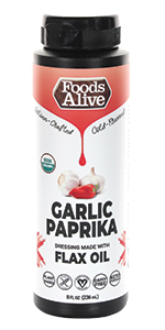 Garlic Paprika superfood dressing, organic artisan cold pressed gold flax oil
