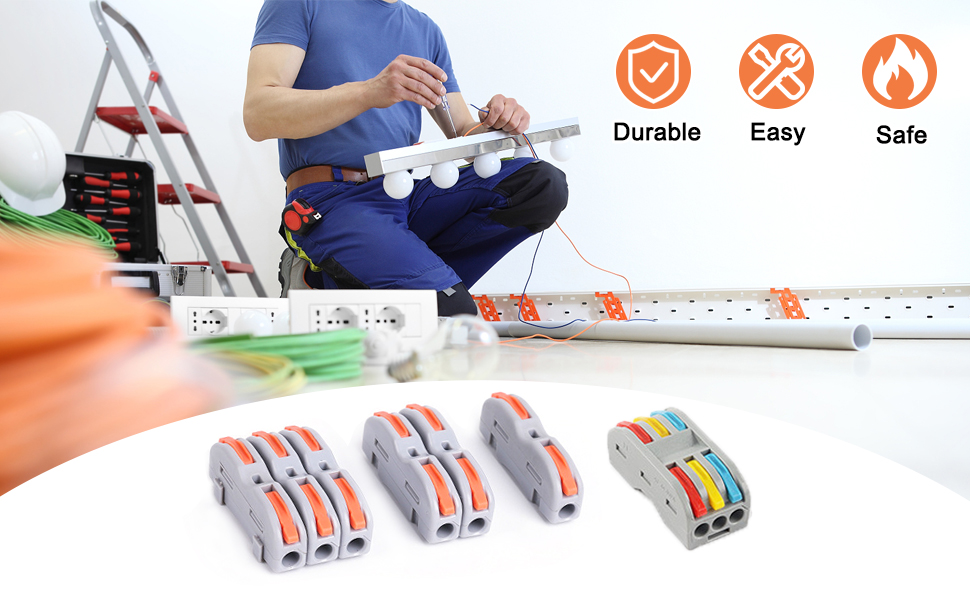 HASERY 40 Pcs Wire Connectors Push Fit, Conductor Compact Wire Terminal