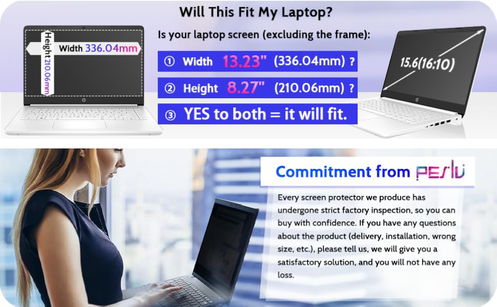Peslv 15.6 Inch Laptop Privacy Screen Compatible with Lenovo Hp Dell Acer Asus