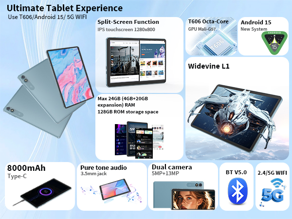 Android 15 10インチタブレット 24GB RAM 128GB Android 15 Tablet 10.1 Inch Tablet, 24GB RAM 128GB ROM 2TB