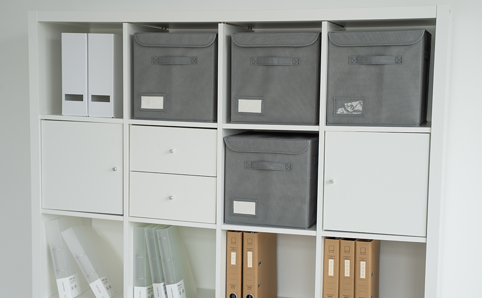 Edergoo Storage Boxes with Lids, Foldable Storage Cubes 30x30x30 cm