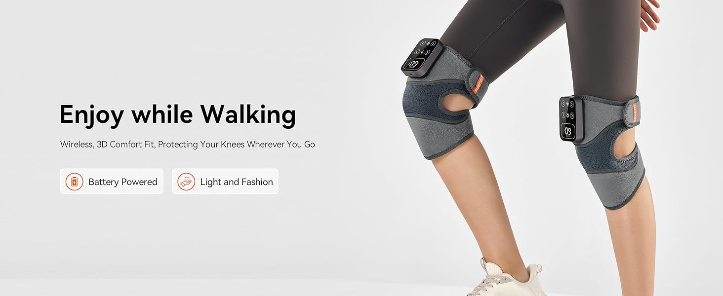 IKEEPFIT Cordless Knee Massager with Heat Vibration