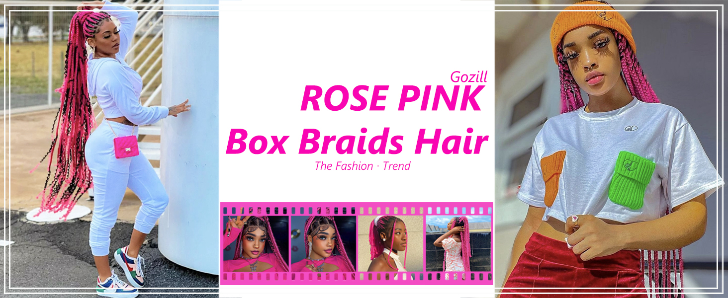 rose pink braiding hair pre stretched for box braids